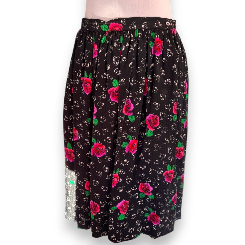 Jason Prescott Petite Silk Skirt‎ Set sz 8P Floral Asian 80s 2-Piece Vintage - Picture 3 of 11